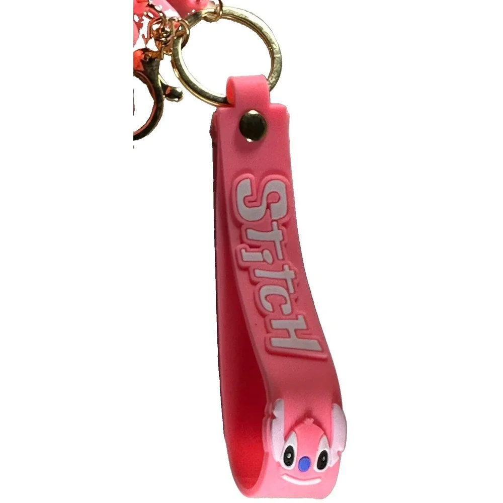 DIsney Lilo & Stitch 3D PVC cartoon keychain w/wrist strap tongue sticking out